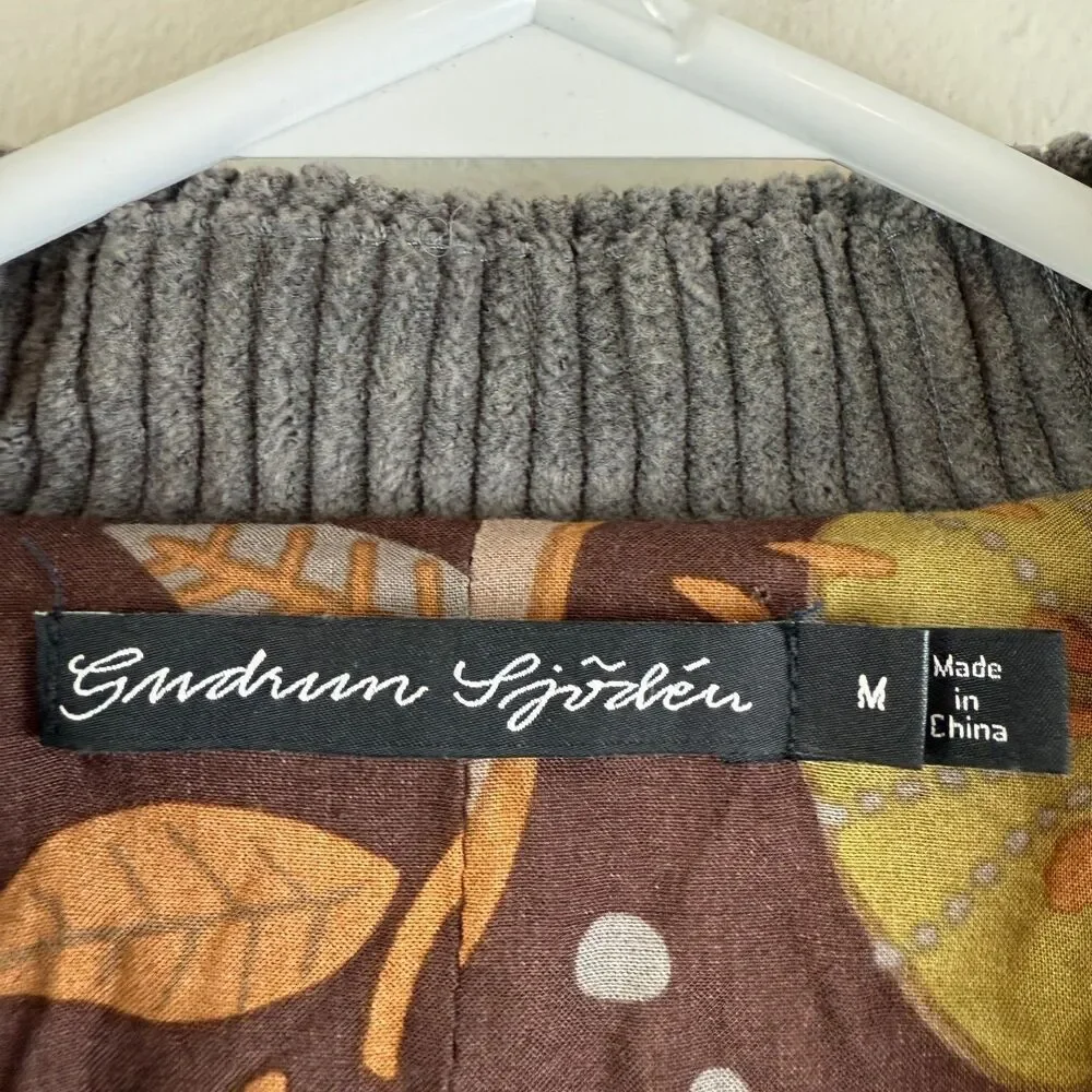 Gudrun Sjoden Gray Corduroy Coat Jacket Button Up Lagenlook Boho Size M - Picture 8 of 16